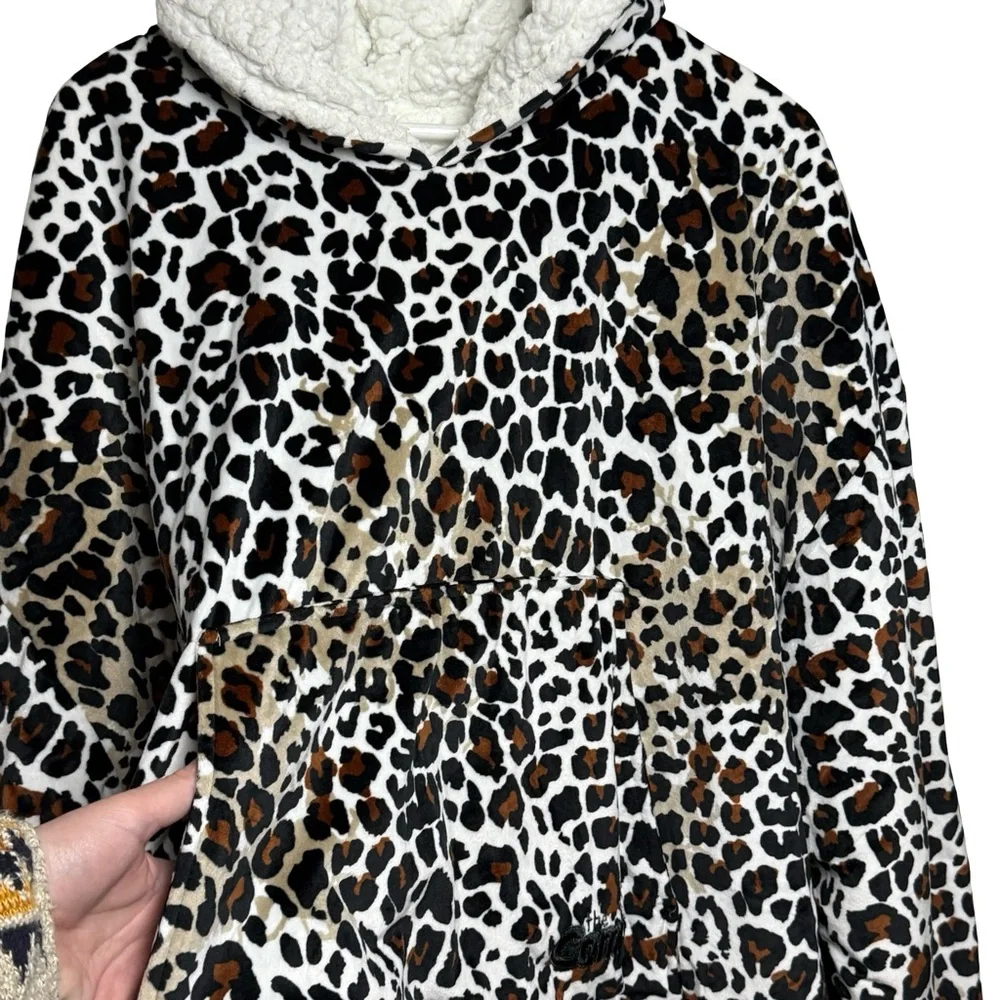 The Comfy Leopard Print Hoodie Women One Size Black Wearable Blanket Oversized